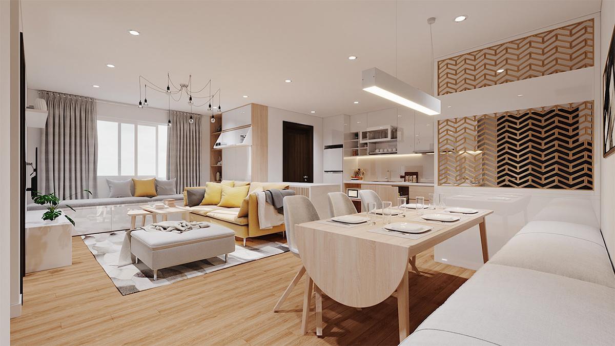 Trang trí nội thất căn hộ Scandinavian hiện đại, tối giản với điểm nhấn tinh tế