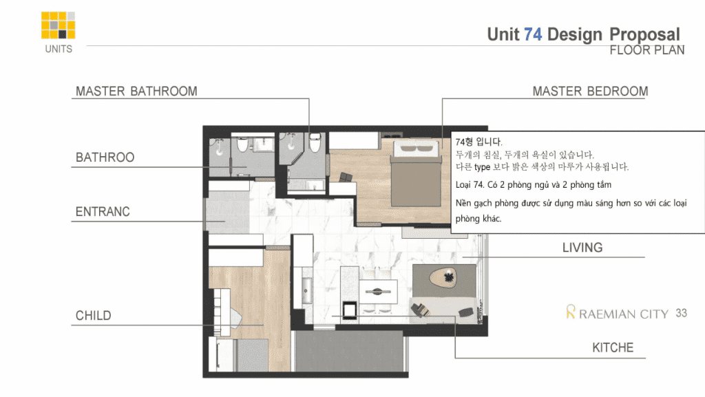 layout mặt bằng thiết kế nội thất căn hộ Raemian city