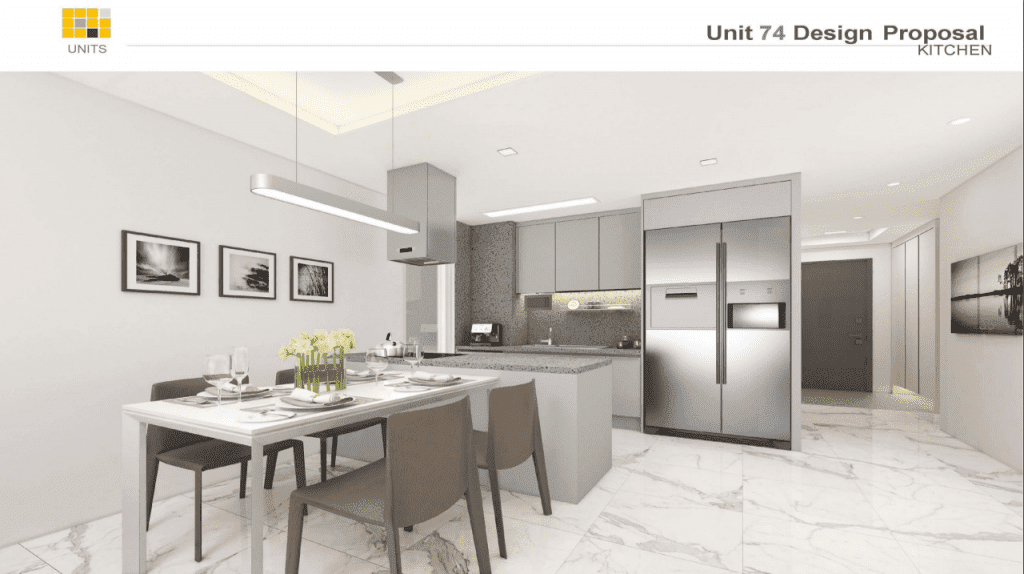 Thiết kế nội thất căn hộ Raemian city bếp sạch sẽ, rộng rãi