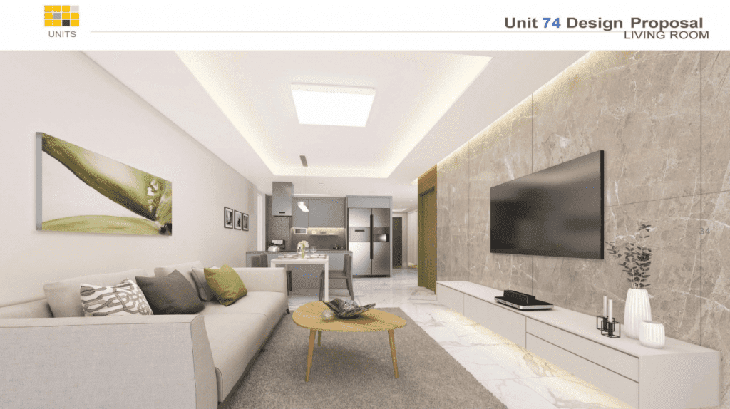 Căn hộ Raemian 2PN / 74m2 có phòng khách rộng rãi