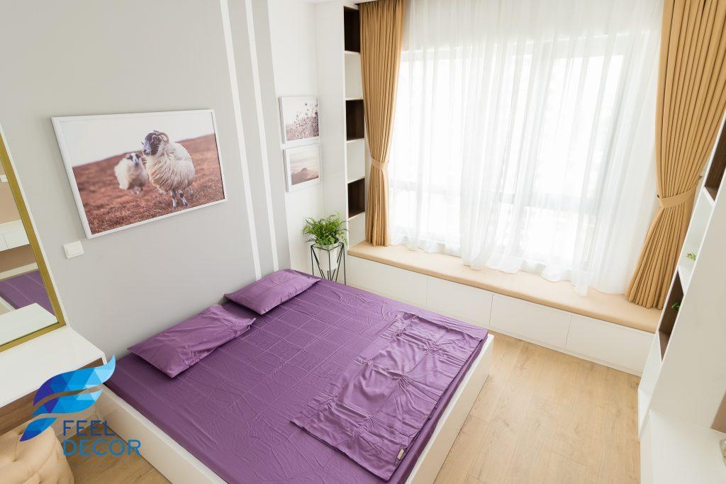Ảnh chụp thực tế không gian nội thất căn hộ 85m2 có 2 phòng ngủ chung cư Đảo Kim Cương