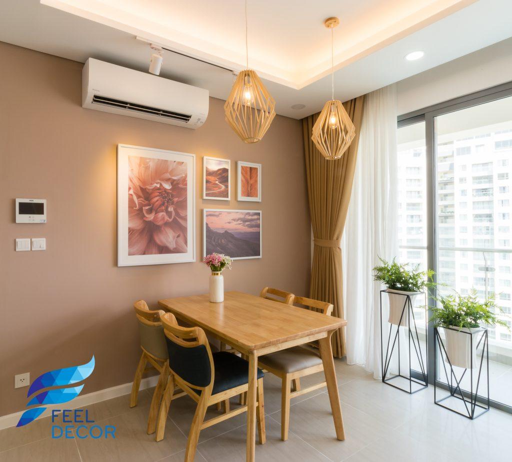 Ảnh chụp thực tế không gian nội thất căn hộ 85m2 có 2 phòng ngủ chung cư Đảo Kim Cương
