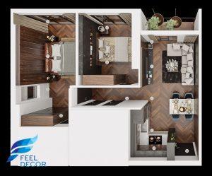 Hình ảnh: Thiết kế thi công nội thất căn hộ 2 phòng ngủ 75m2 chung cư Masteri An Phú