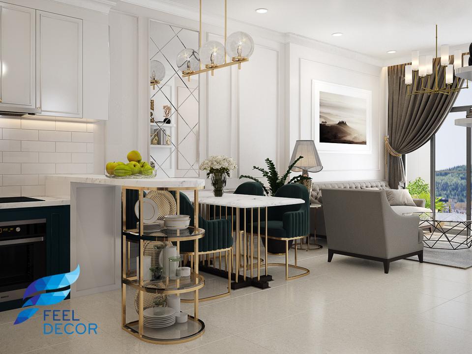 Thiết kế thi công nội thất căn hộ 2 phòng ngủ 73m2 chung cư Golden Masion