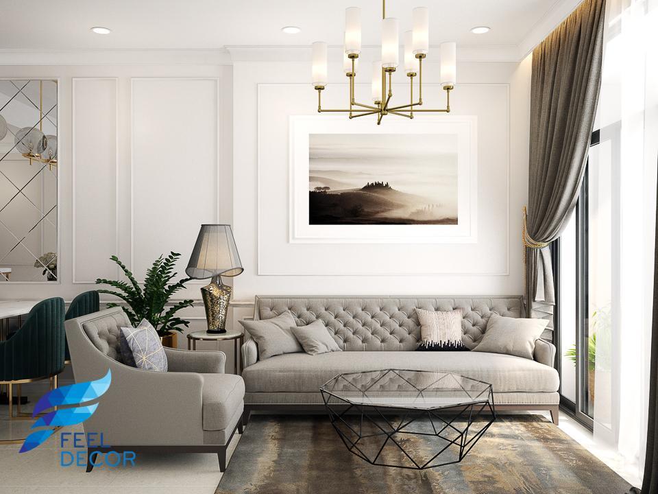 Thiết kế thi công nội thất căn hộ 2 phòng ngủ 73m2 chung cư Golden Masion