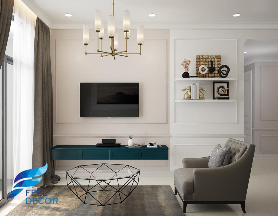 Thiết kế thi công nội thất căn hộ 2 phòng ngủ 73m2 chung cư Golden Masion