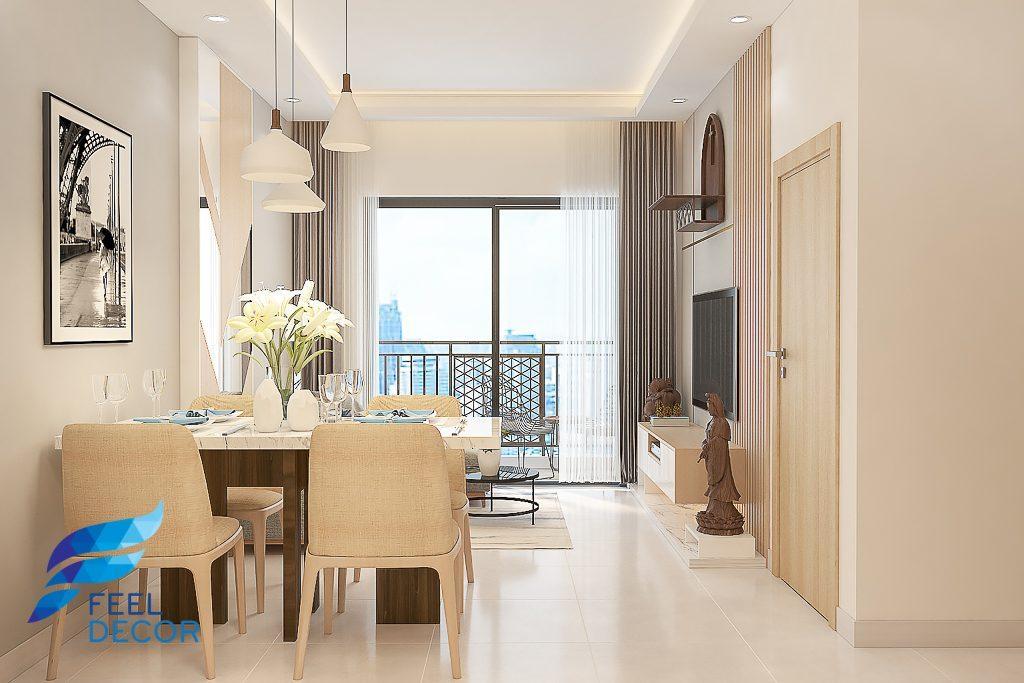 Thiết kế thi công nội thất căn hộ 66m2 (2 phòng ngủ) chung cư Saigon Mia