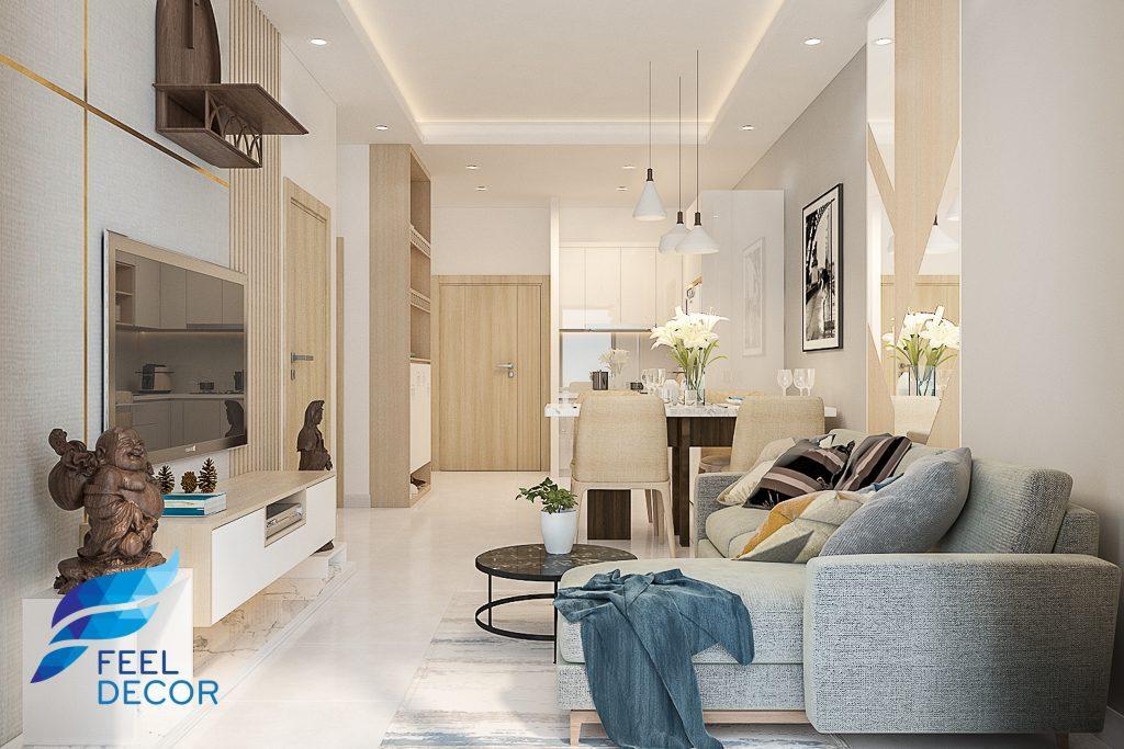 Thiết kế thi công nội thất căn hộ 66m2 (2 phòng ngủ) chung cư Saigon Mia