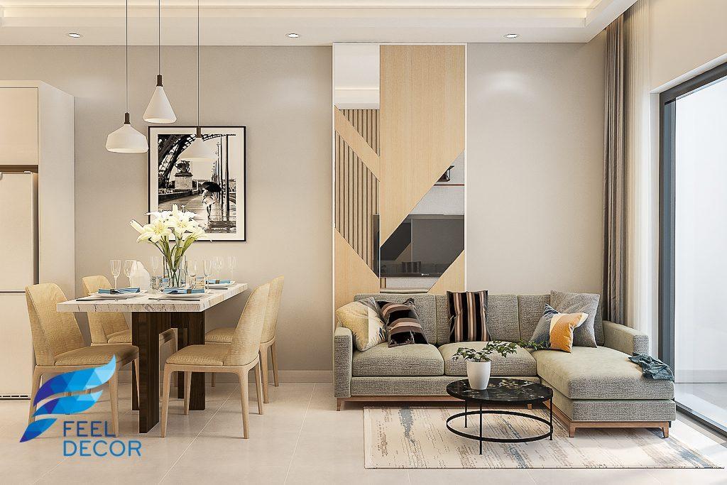 Thiết kế thi công nội thất căn hộ 66m2 (2 phòng ngủ) chung cư Saigon Mia