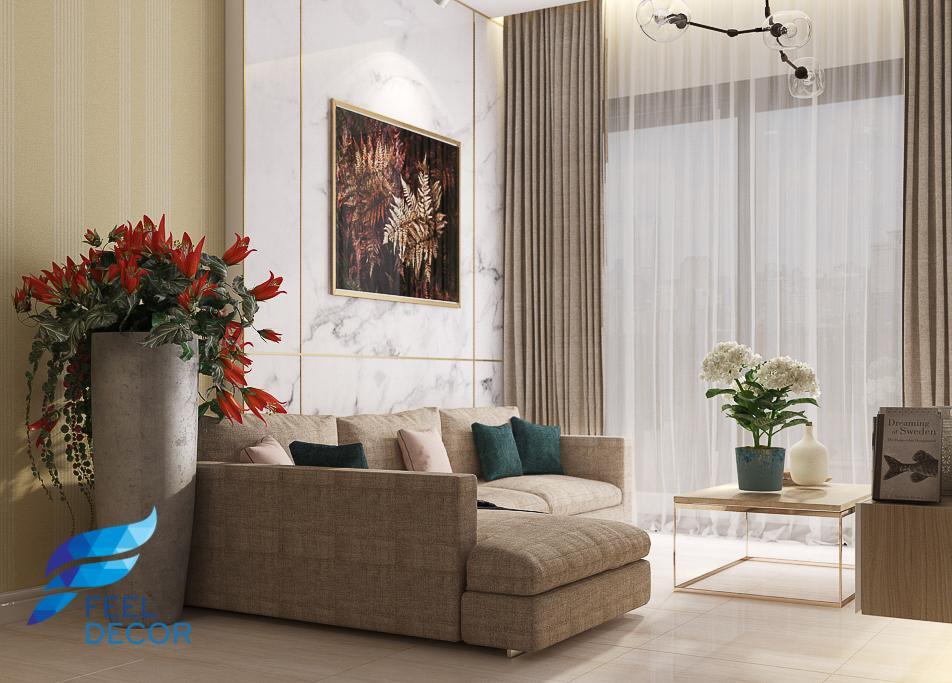 Hình ảnh: Thiết kế thi công nội thất căn hộ 69m2 (2 phòng ngủ) chung cư The PegaSuite