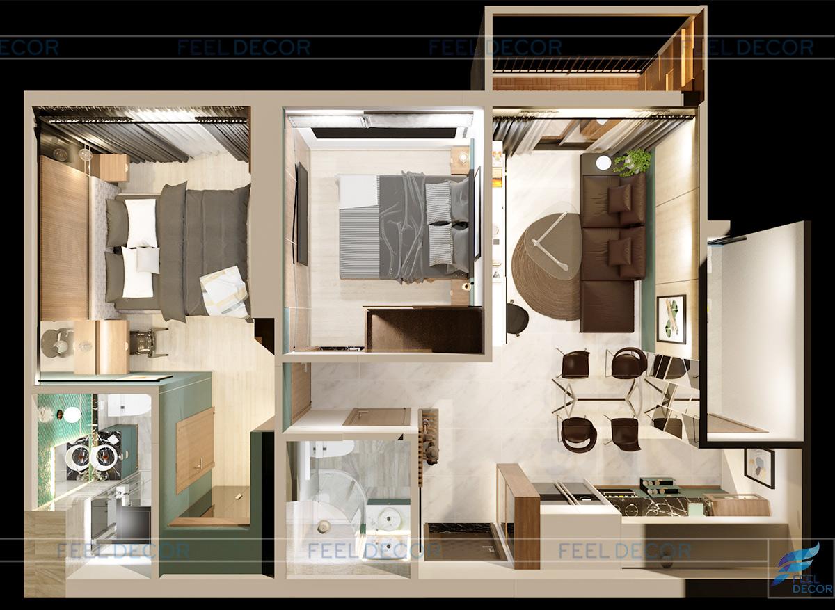 Thiết kế thi công nội thất căn hộ mẫu chung cư Masteri