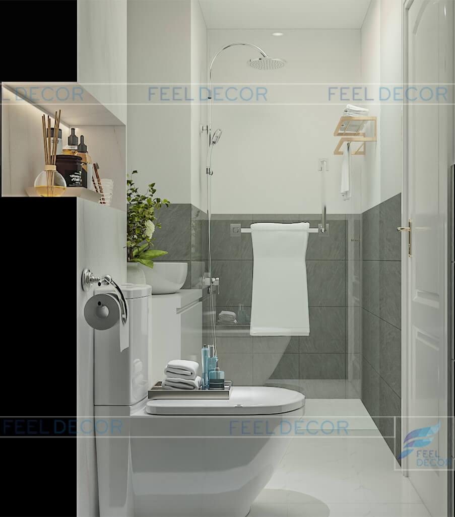 Hình ảnh 3D nội thất phòng vệ sinh căn hộ 95m2 chung cư Masteri An Phú