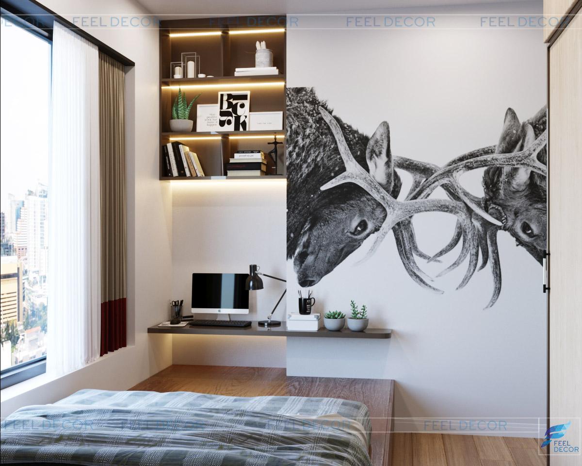 Hình ảnh 3D phòng bếp căn hộ 106m2 3 phòng ngủ chung cư Masteri An Phú