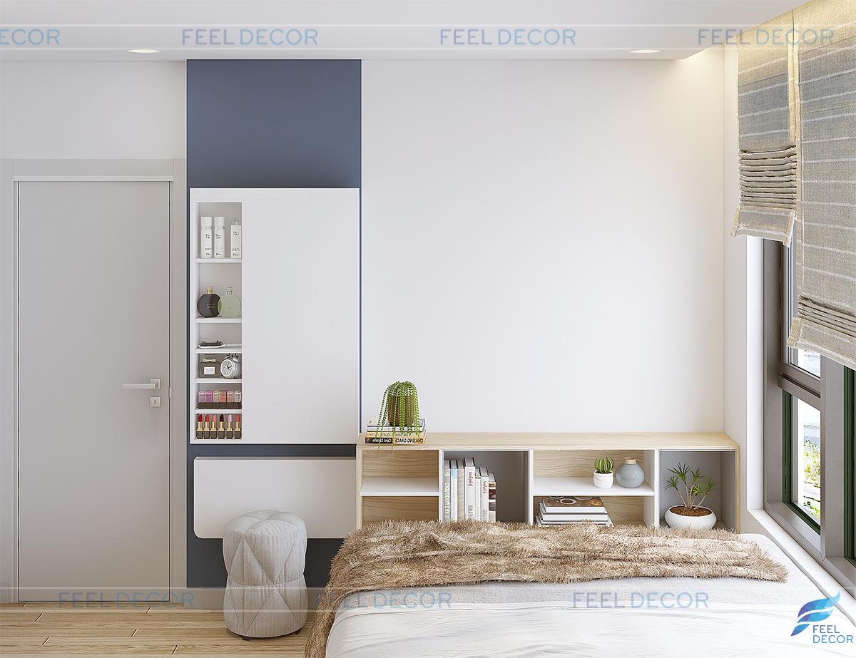 Thiết kế nội thất phòng ngủ Master căn hộ 55m2 đơn giản nổi bật