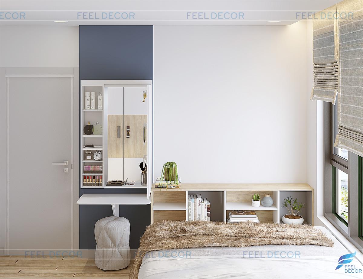 Thiết kế nội thất phòng ngủ Master căn hộ 55m2 đơn giản nổi bật