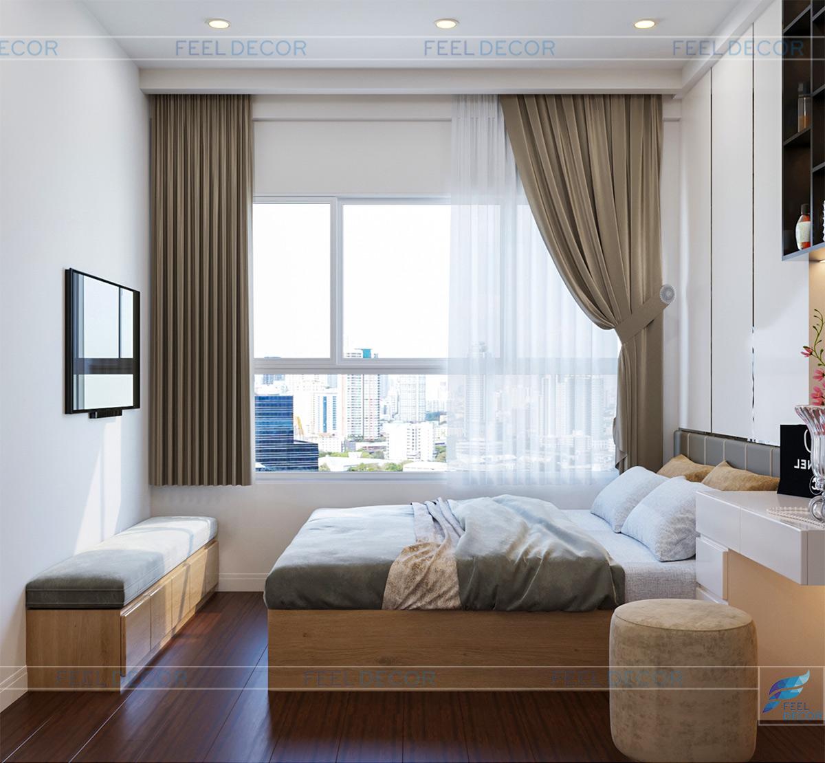 Thiết kế thi công nội thất căn hộ 69m2 2 phòng ngủ chung cư Golden Mansion – Chủ đầu tư anh Thảo