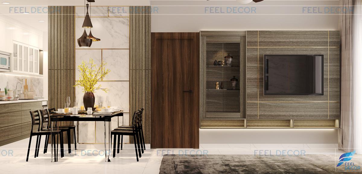 Thiết kế thi công nội thất phòng bếp căn hộ 92m2 chung cư Hà Đô Centrosa Garden