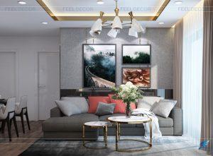 Thiết kế nội thất phòng khách căn hộ 79m2 chung cư Hà Đô Centrosa Garden