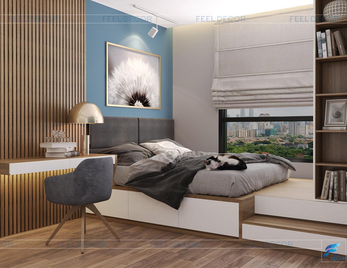Thiết kế nội thất phòng ngủ căn hộ 79m2 chung cư Hà Đô Centrosa Garden