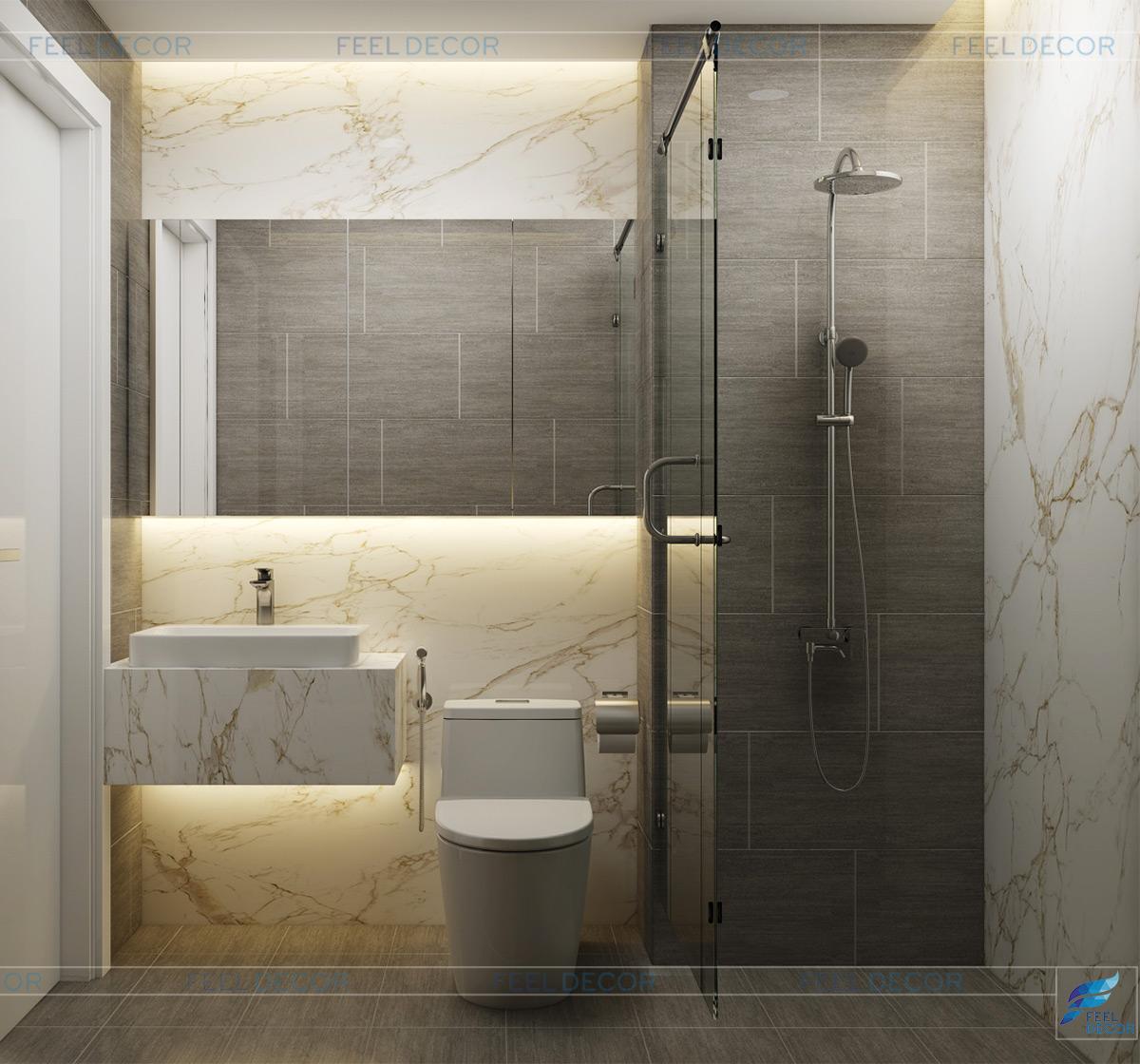 Thiết kế nội thất phòng vệ sinh căn hộ 79m2 chung cư Hà Đô Centrosa Garden