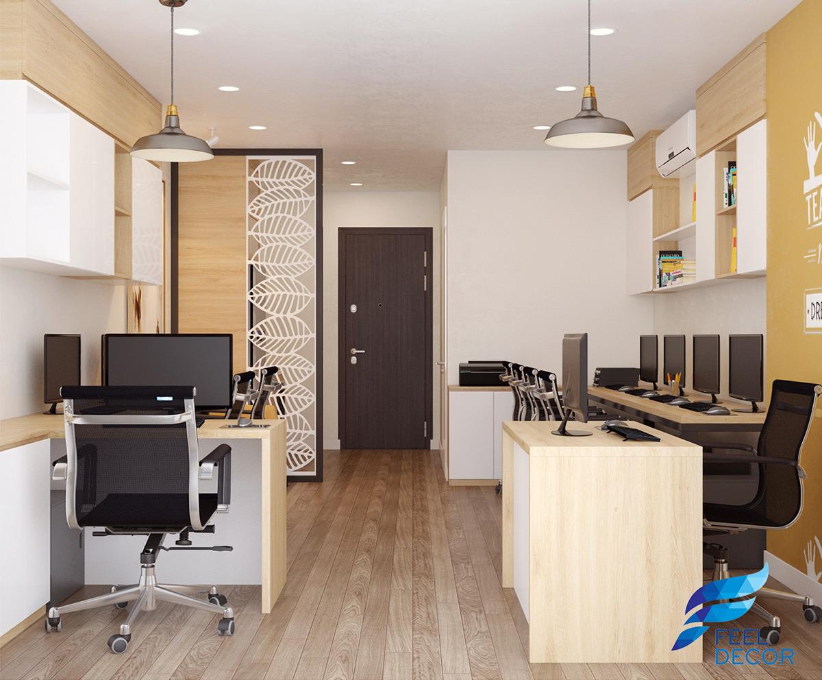 Thiết kế nội thất phòng làm việc căn hộ Officetel 35m2 chung cư Millennium Masteri