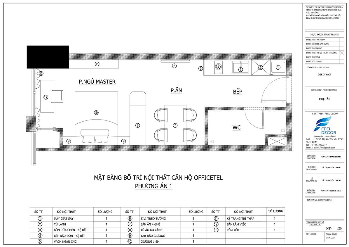 Thiết kế thi công nội thất căn hộ Officetel chung cư Medison Quận 1