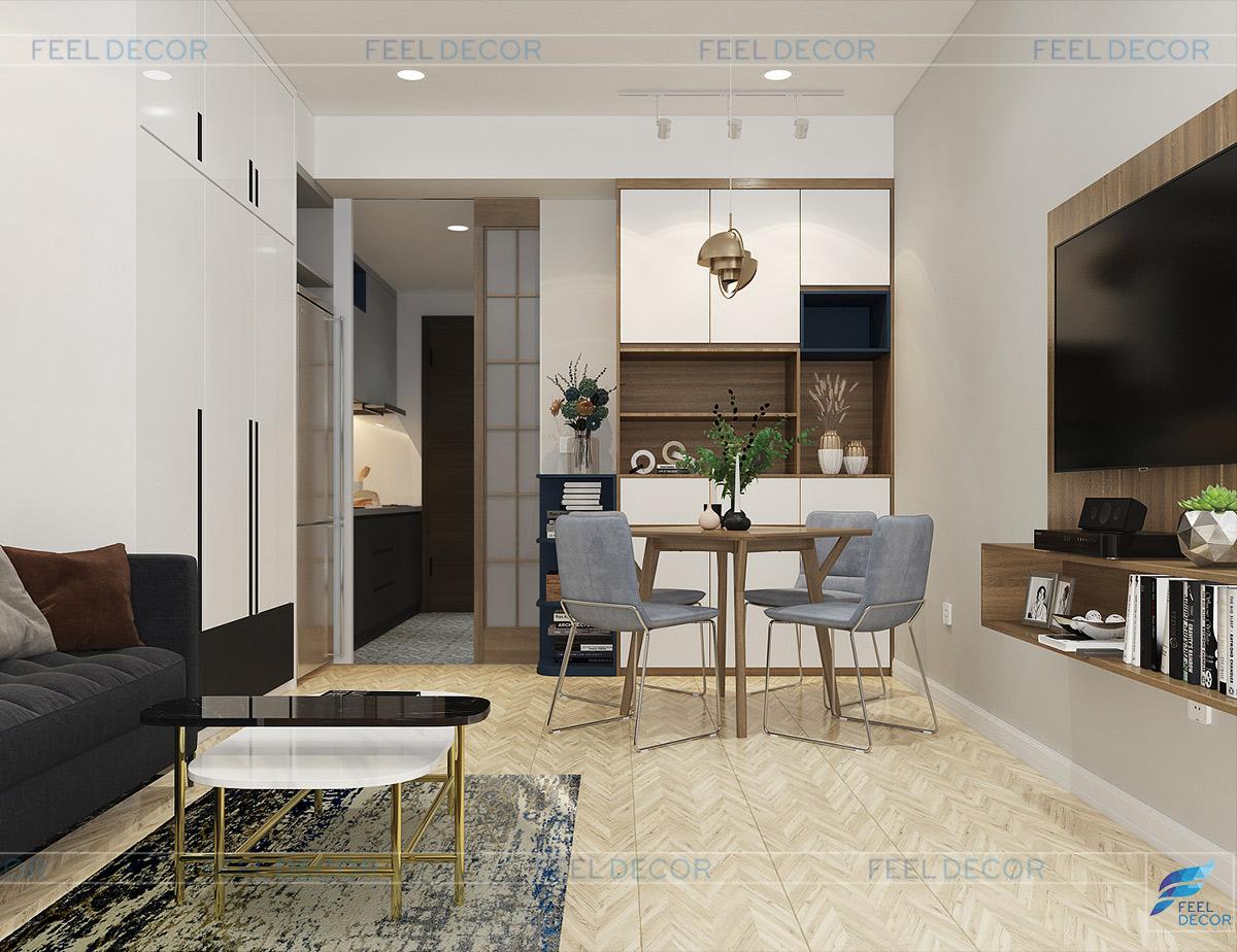 Thiết kế nội thất phòng khách căn hộ Officetel 30m2 chung cư Millennium Masteri