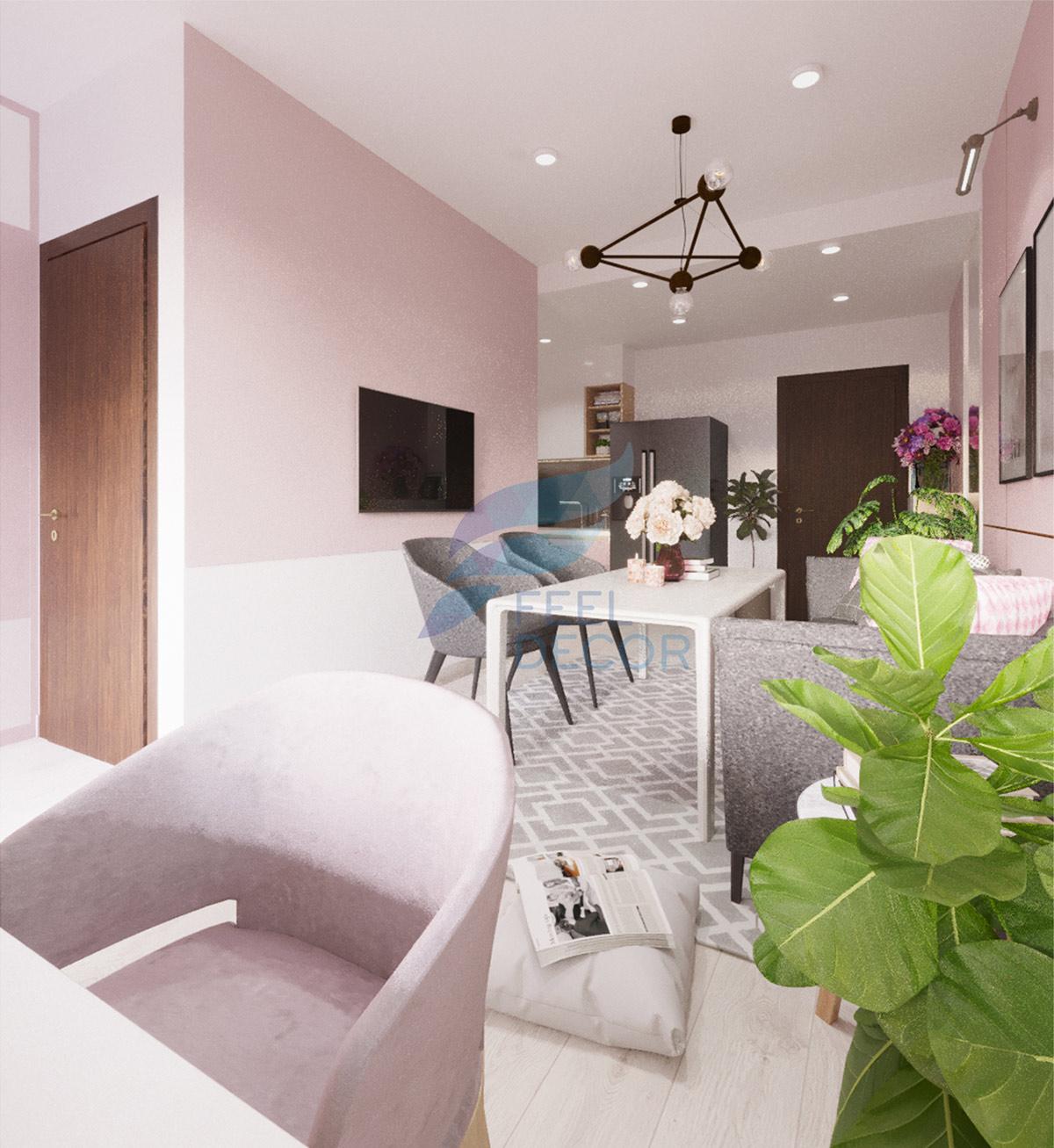 Thiết kế thi công nội thất căn hộ Officetel chung cư Saigon Royal – Chủ đầu tư chị Ngọc