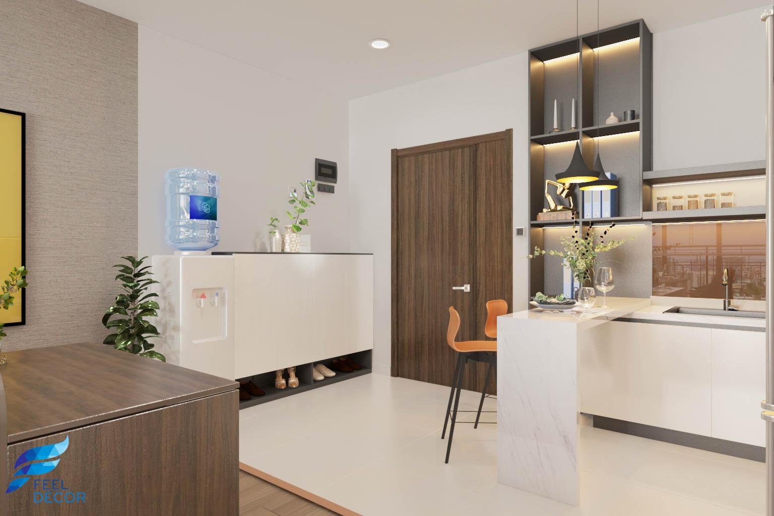Thiết kế nội thất phòng làm việc căn hộ Officetel chung cư Saigon Royal