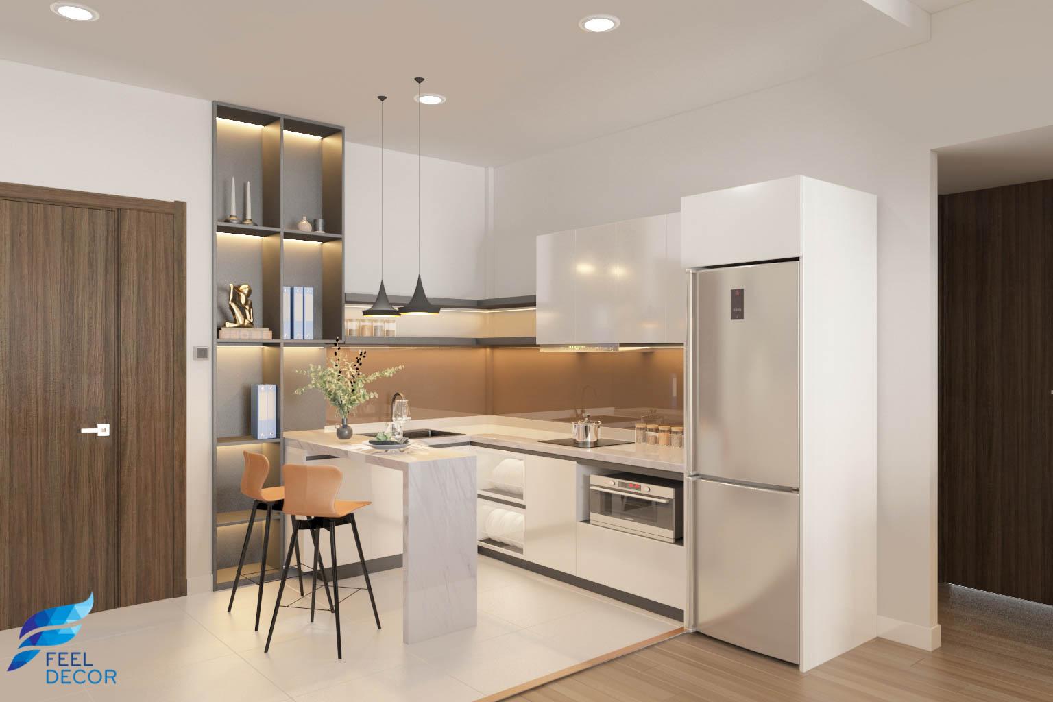 Thiết kế nội thất phòng bếp căn hộ Officetel chung cư Saigon Royal