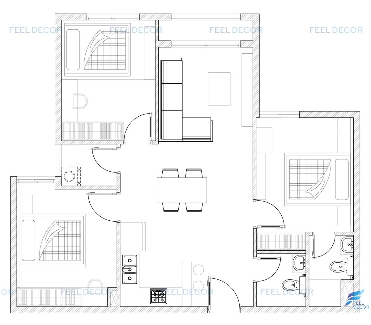 Thiết kế thi công nội thất căn hộ chung cư Hà Đô Centrosa 