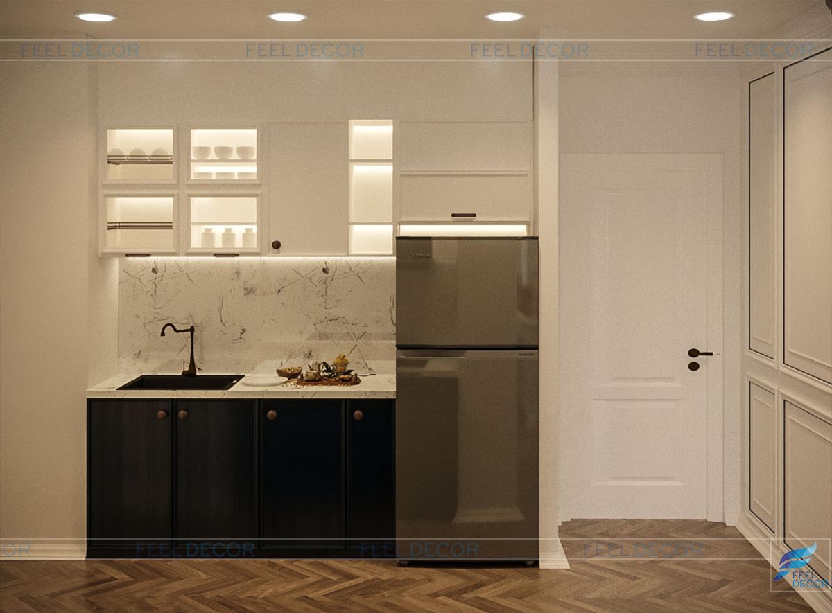 Thiết kế thi công nội thất phòng bếp căn hộ 85m2 chung cư Hà Đô Centrosa
