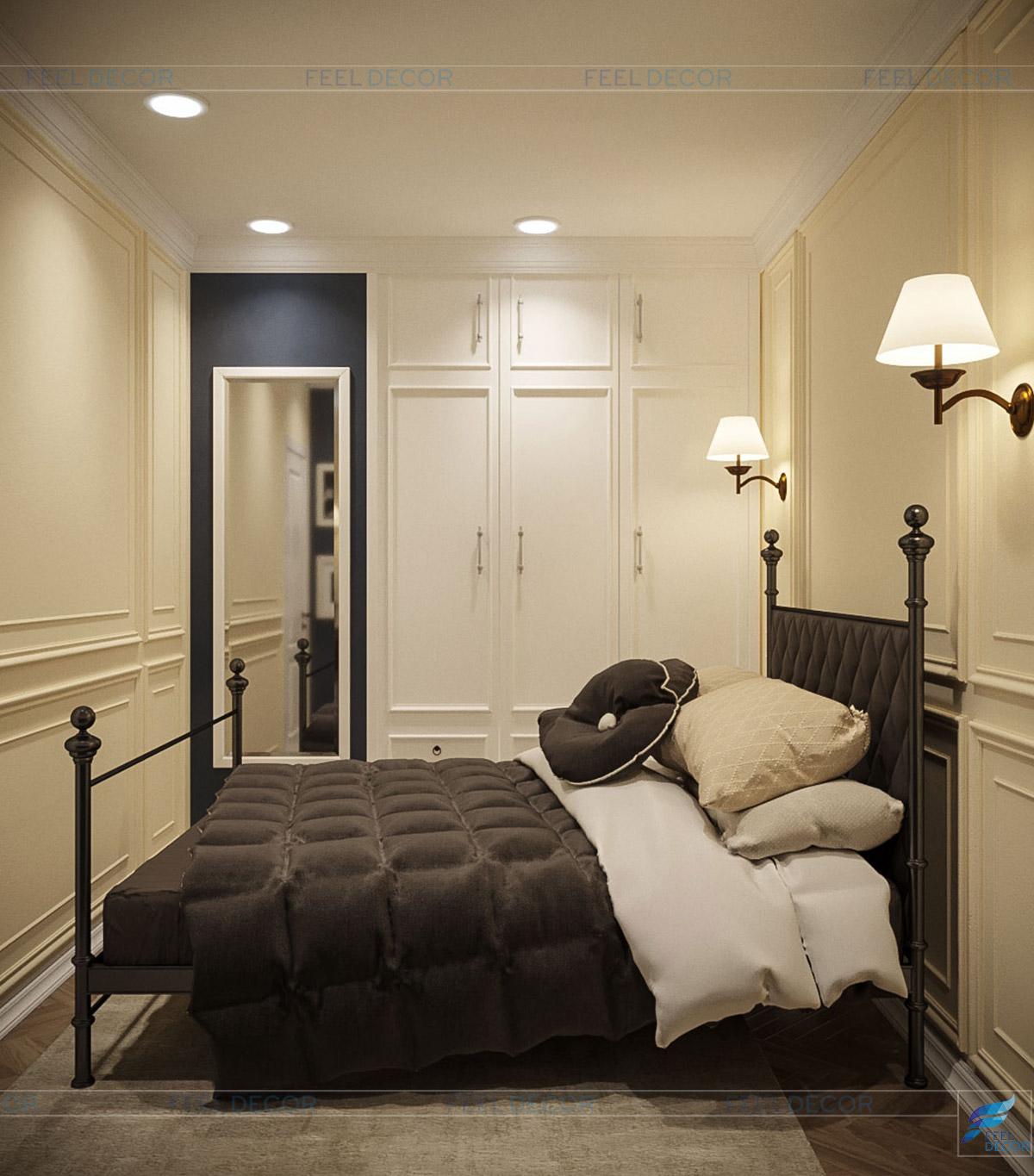 Thiết kế thi công nội thất phòng ngủ căn hộ 85m2 chung cư Hà Đô Centrosa