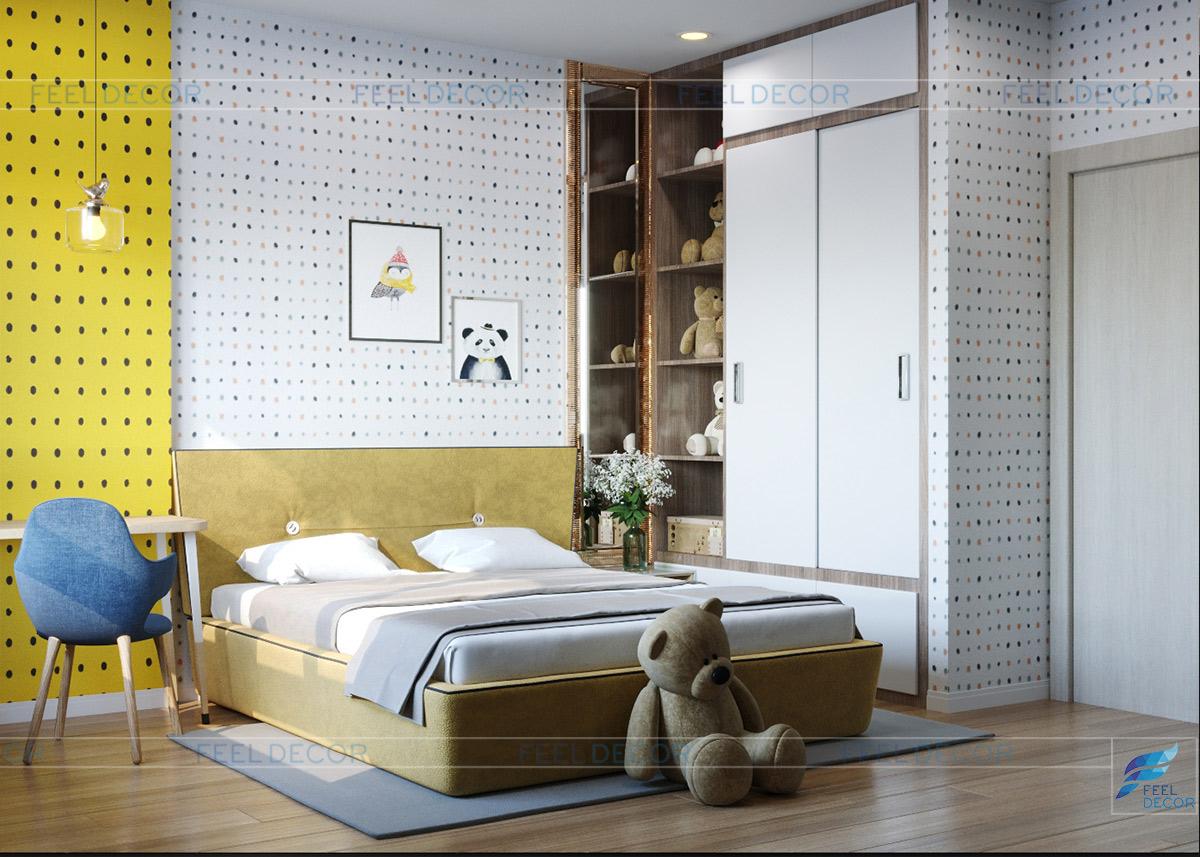 Thiết kế nội thất phòng trẻ em căn hộ 110m2 2 phòng ngủ chung cư Hà Đô Centrosa Garden