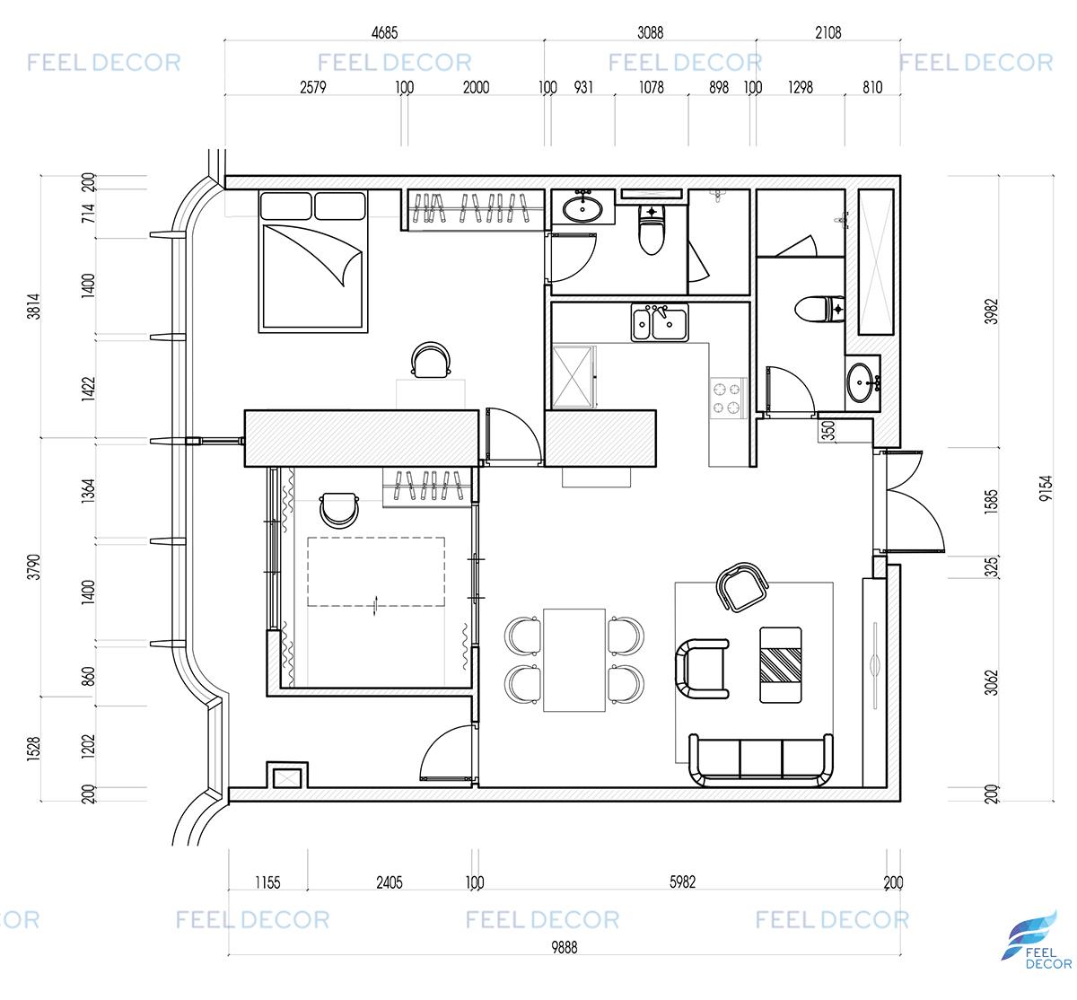 Thiết kế thi công nội thất căn hộ 84m2 chung cư Landmark 81 Vinhome 