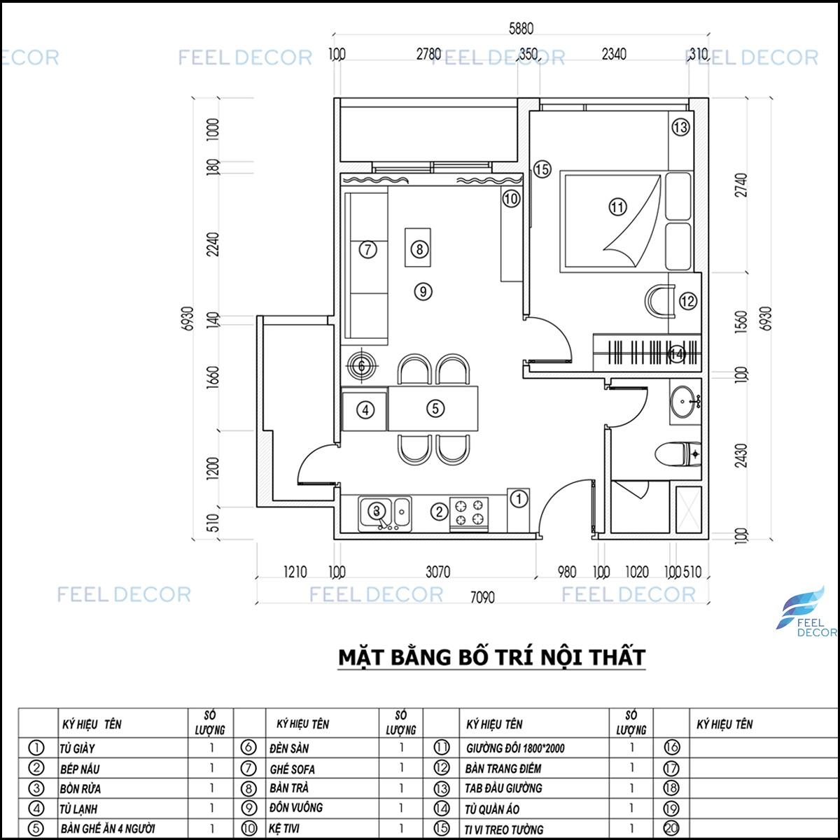 Hình ảnh 3D căn hộ 46m2 1 phòng ngủ chung cư Masteri An Phú
