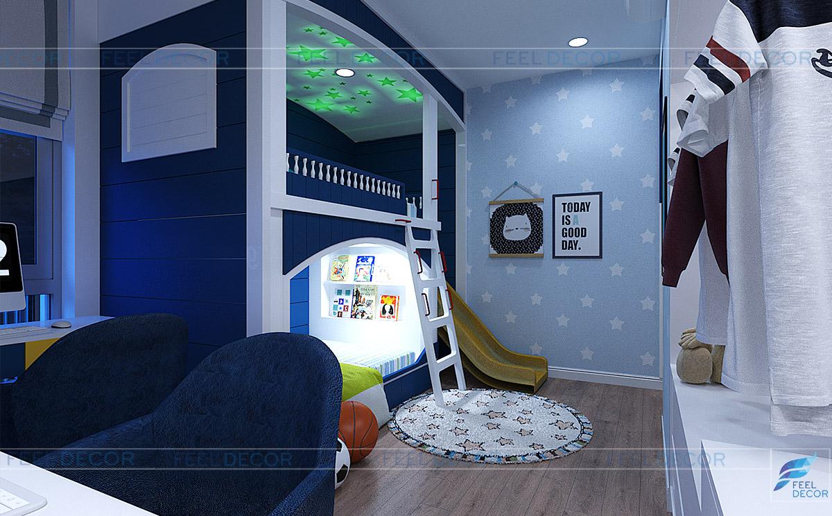 Thiết kế nội thất phòng ngủ cho bé trai căn hộ 125m2