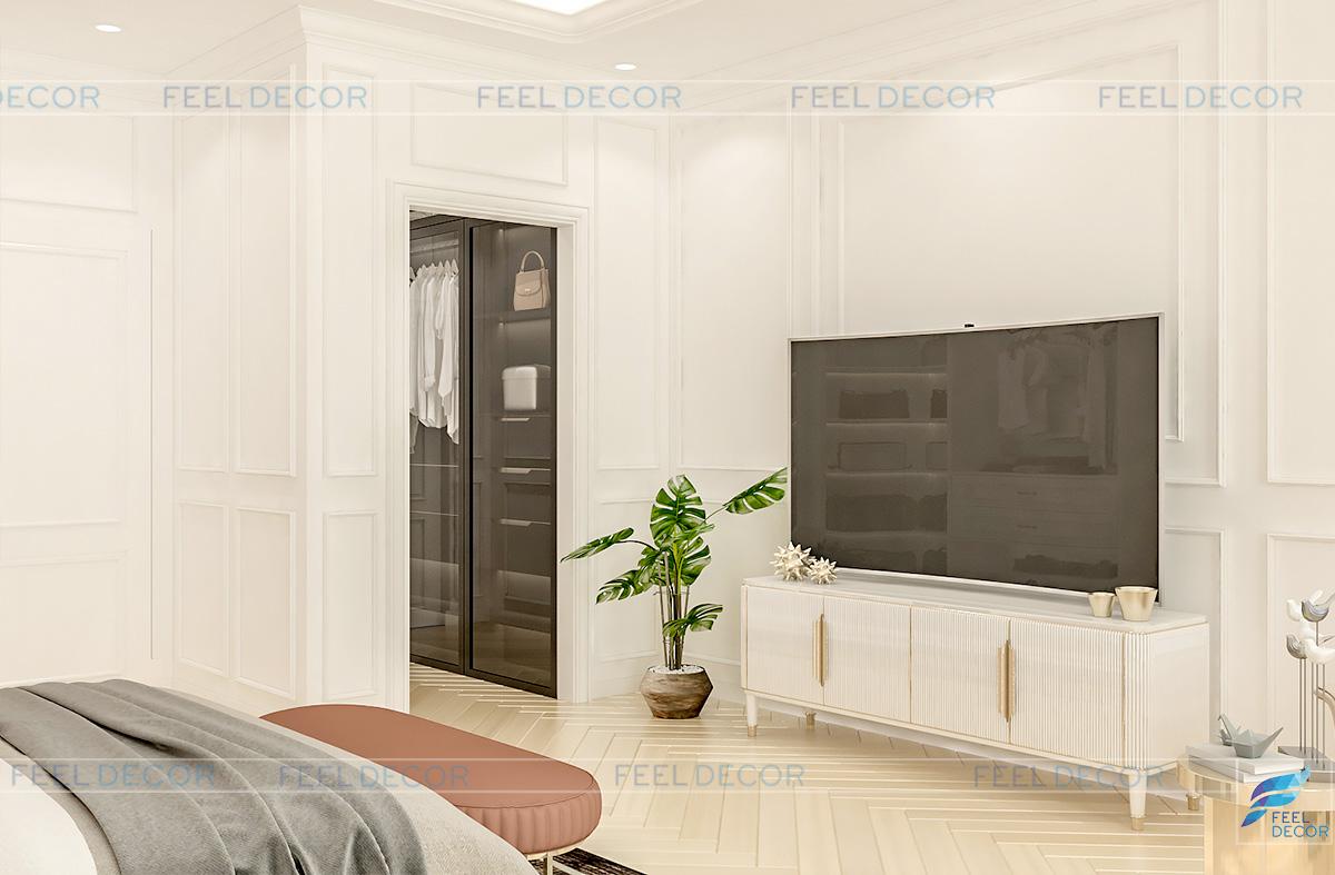 Hình ảnh 3D thiết kế nội thất phòng ngủ nhà phố LakeView quận 2