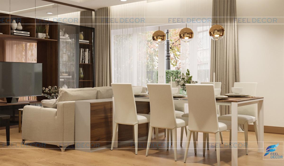 Hình ảnh 3D nội thất bàn ăn nhà phố Tân Bình