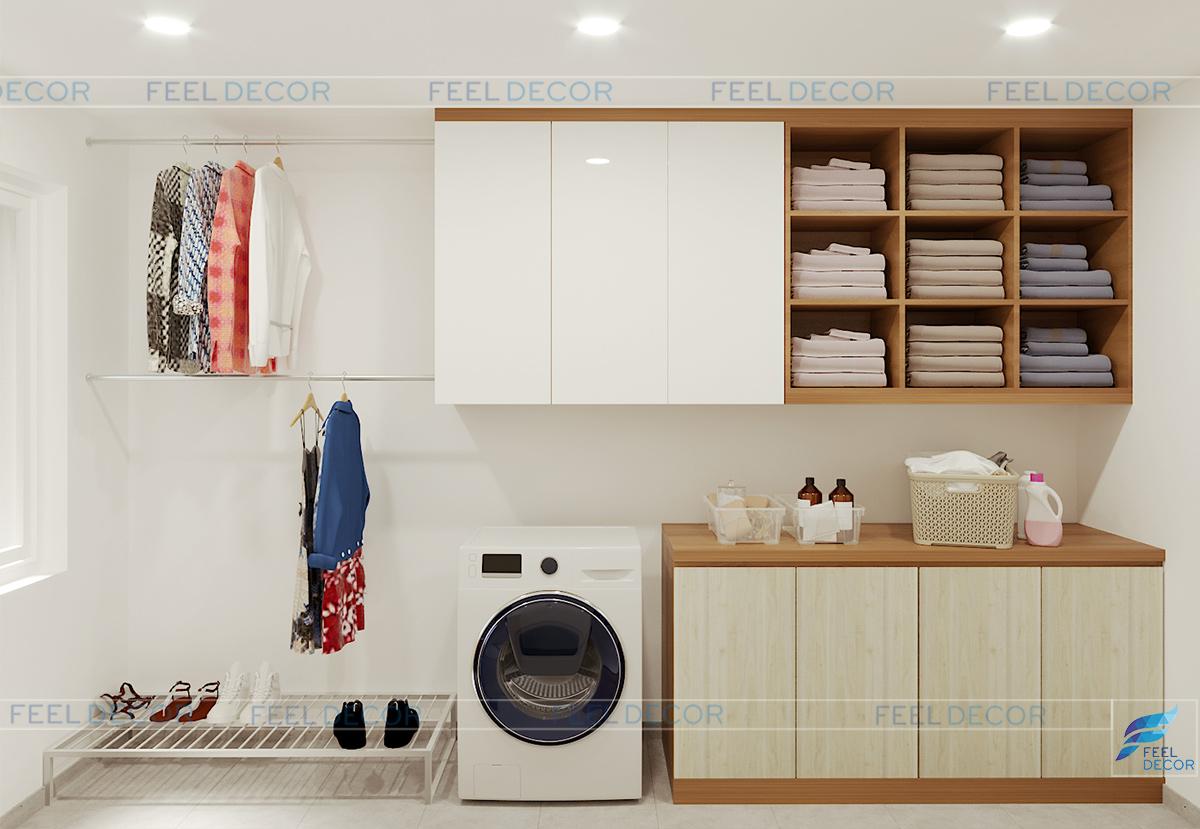 Hình ảnh 3D nội thất phòng giặt phơi nhà phố Tân Bình
