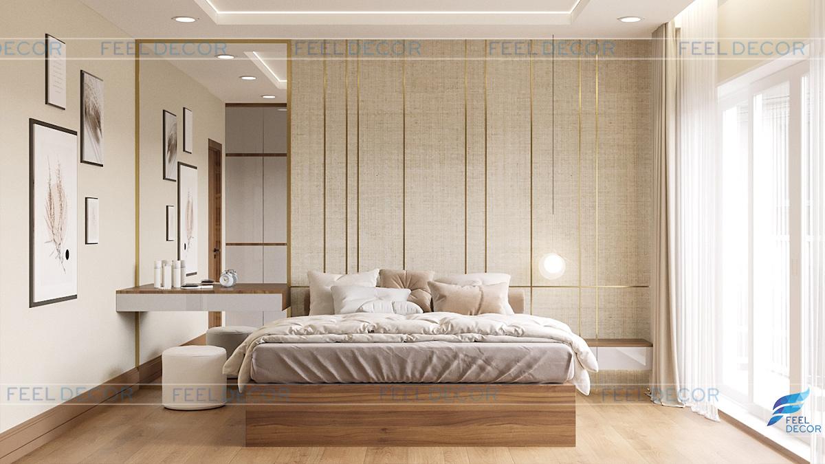 Hình ảnh 3D nội thất phòng ngủ nhà phố Tân Bình