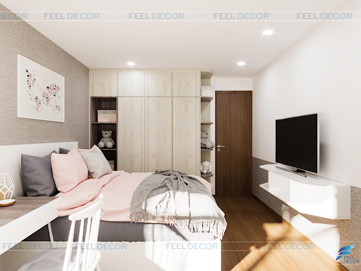 Hình ảnh 3D nội thất phòng ngủ nhà phố Tân Bình