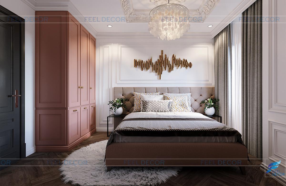 Thiết kế nội thất phòng ngủ phụ căn hộ mẫu chung cư Sài Gòn South Residence