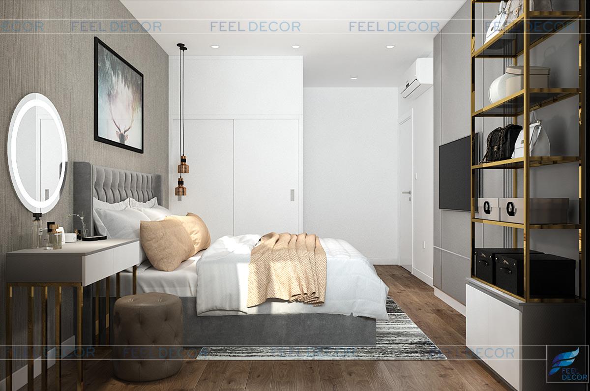 Thiết kế thi công nội thất phòng ngủ căn hộ chung cư Diamond Lotus