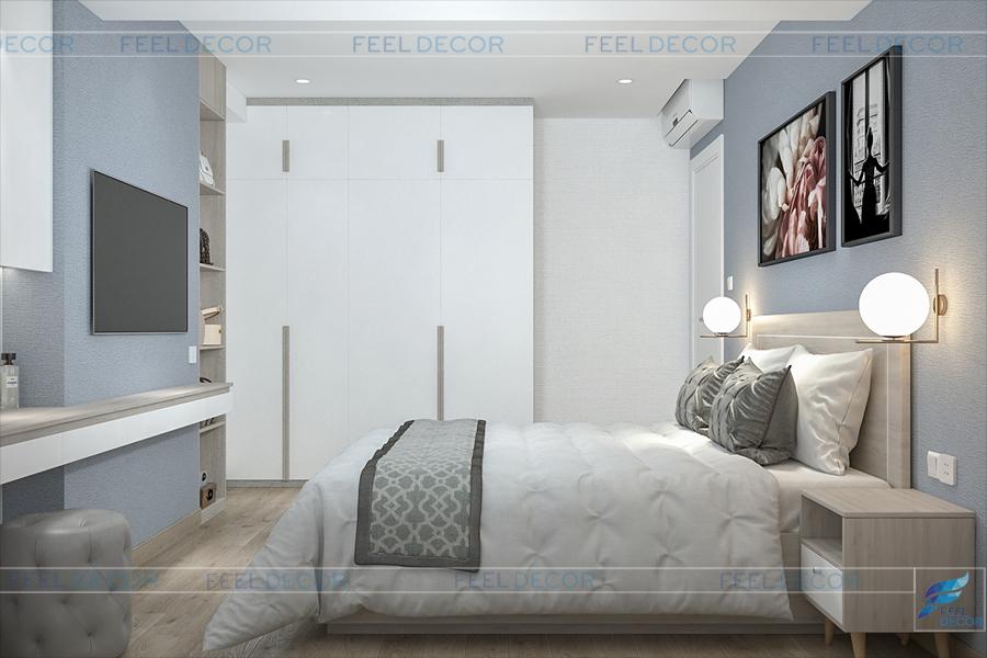 Hình ảnh 3D nội thất phòng ngủ chung cư Miếu Nổi