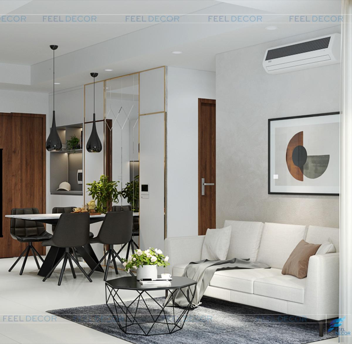 Thiết kế thi công nội thất phòng khách căn hộ The Pegasuite