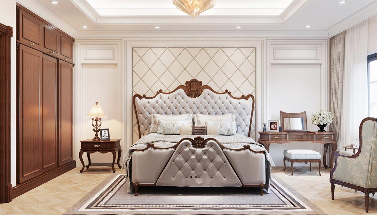 thiết kế phòng ngủ theo phong cách tân cổ điển