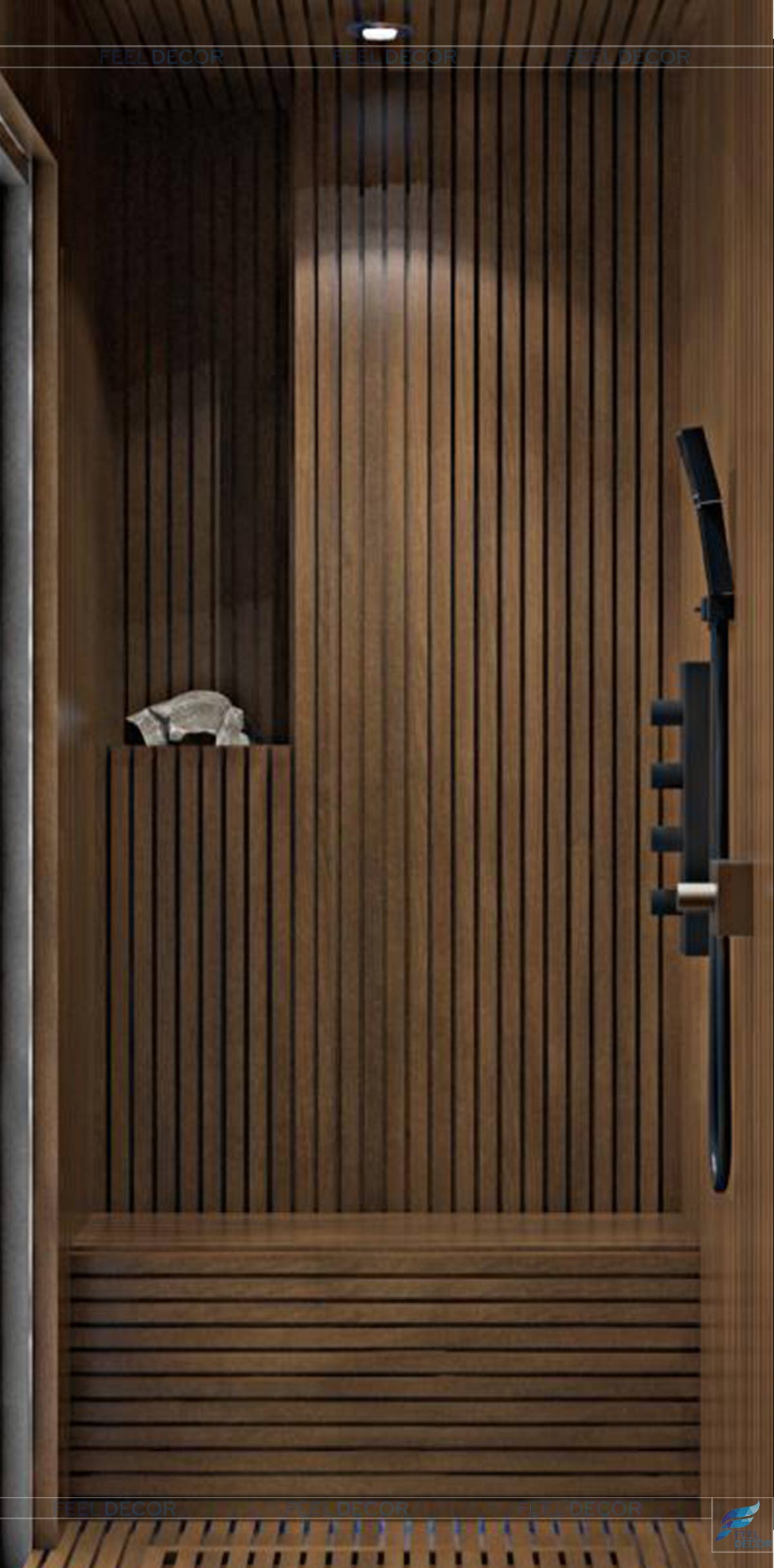 Phòng sauna sử dụng gỗ tự nhiên có khả năng chịu nhiệt cao.